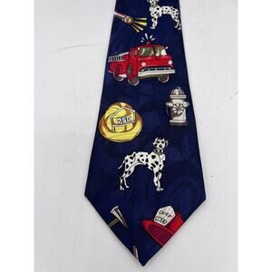 Steven Harris Hand Made Tie Fireman Firetruck Theme Men’s Necktie Firefighting